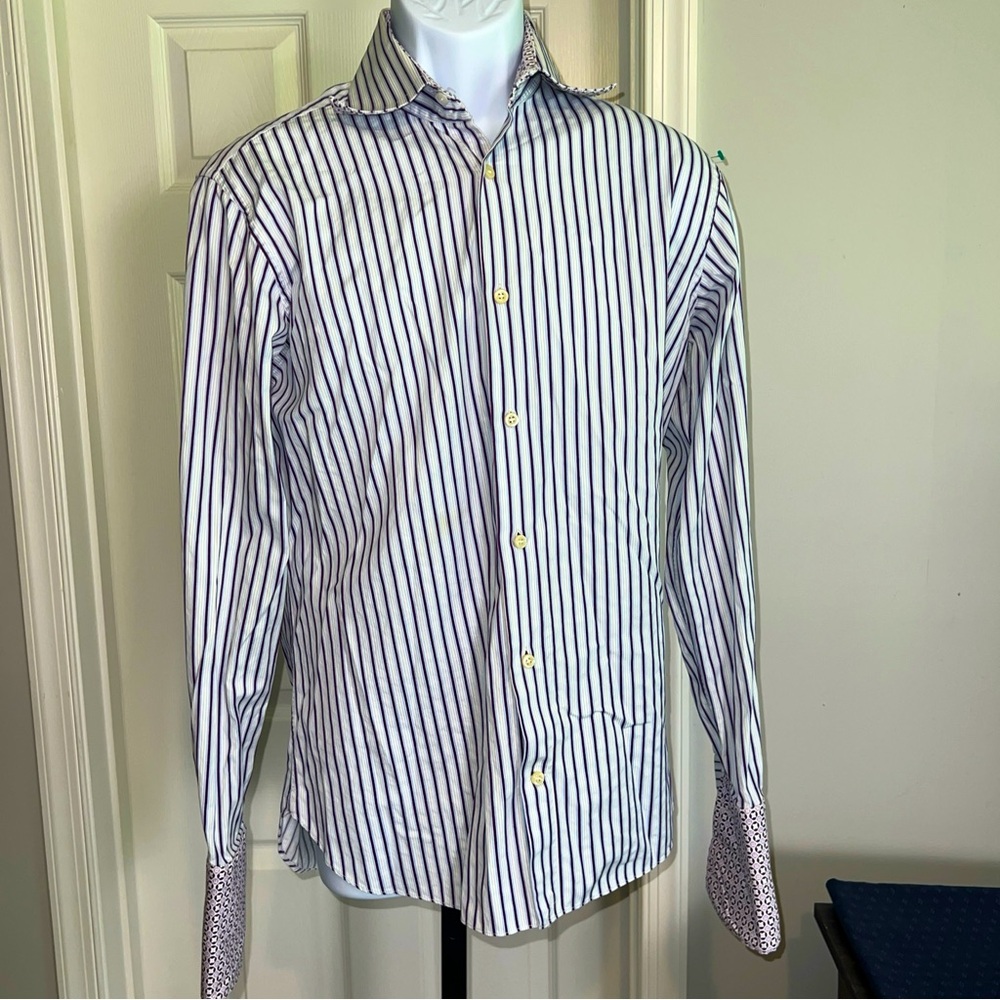 Men’s Eredi Pisano Button Down Shirt Size 15 Fold Up Cuffs